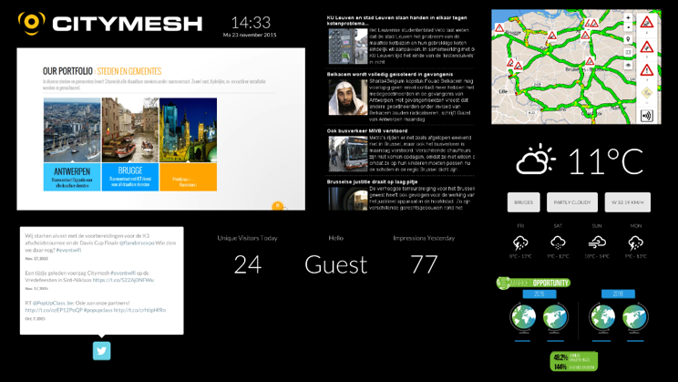 affichage dynamique comportant de nombreux widgets - digital signage met veel widgets